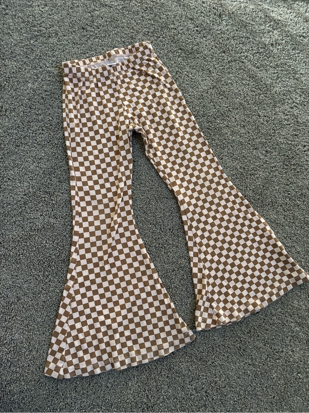 LITTLE AND LIVELY - checkerboard Flare Pants - Brown & White
